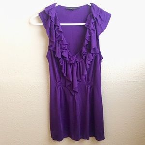 BCBG V-Neck Sleeveless Top with Ruffle Detail